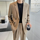 Double Brewed Seersucker Suit Spring Leisure Suits for Men Double Breasted Suit