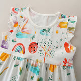 Girl Dress Children's Summer Clothing Skirt Cartoon Printed Short Sleeve