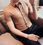 Men Shirts Stretch Business Short Sleeve Shirt