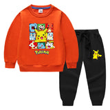 Children Pokemon Pikachu Hoodie & Pant Set Sweater Set Two-Piece Cotton
