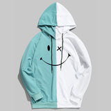 Smiley Face Hoodie Smiley Face Men and Women Stitching Casual Hoodie Sweater