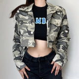 Nina Parker Camo Jacket Workwear Camouflage Short Coat for Women