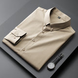 Men's Shirt Long-Sleeved Shirt Men's Dark Striped Casual Shirt