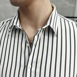 Men Shirts Striped Half Sleeve Shirt