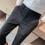 Men Trousers Casual Suit Pants Men's Striped Suit Pants