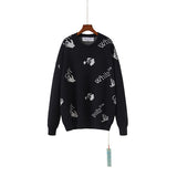 Off White Winter Sweaters Autumn and Winter Letter Pattern Crew Neck Pullover Sweater