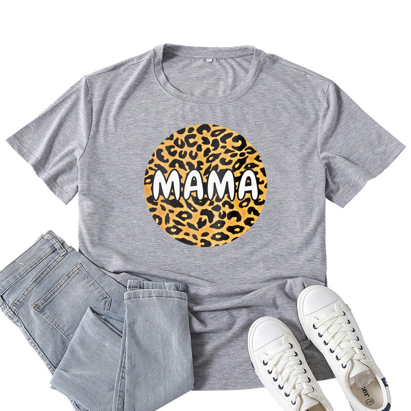 Boy Mama T Shirt Leopard Mama Pattern Printed T-shirt