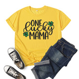 Boy Mama T Shirts Clover Lucky Mama Printed Short Sleeve T-shirt