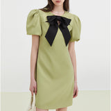 Black and White Dress Summer Black Bow Dress