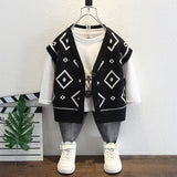 Toddler Boys Sweater Boys' Sweater V-neck Vest Knitted Spring and Autumn