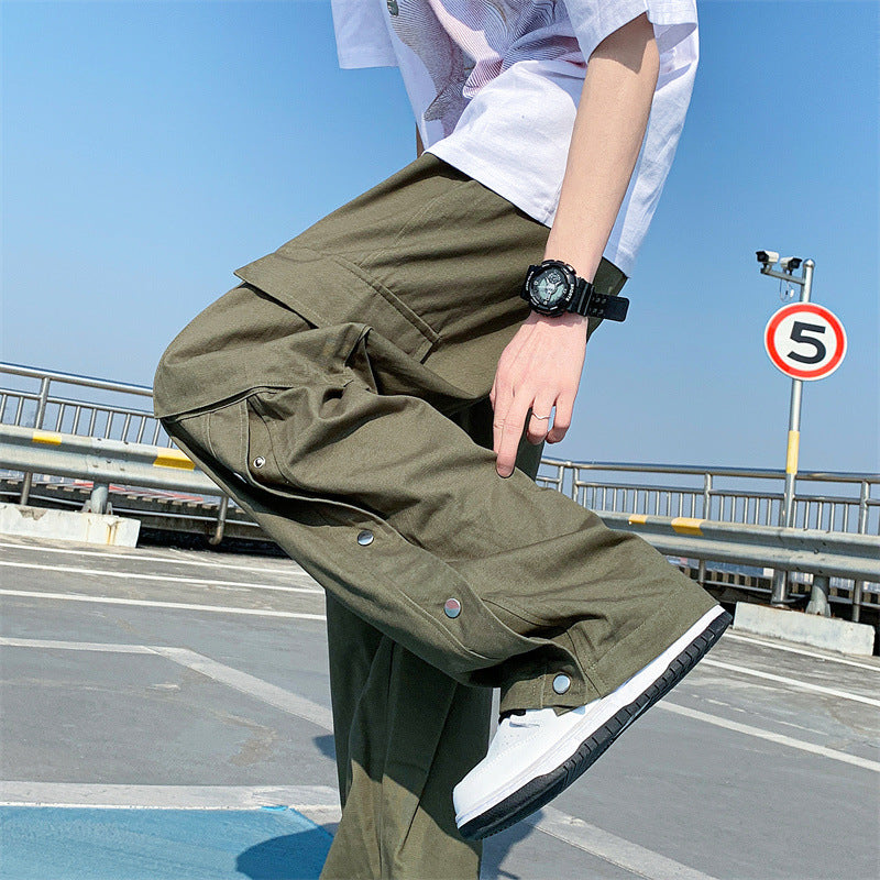 Men Cargo Pants Workwear Pants Men's Summer Casual Straight Trousers