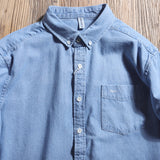 Denim Shirts Pure Cotton Water Light Blue Denim Shirt Men's Long Sleeve Loose Casual