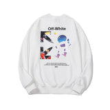Off White Sweatshirts Long Sleeve round Neck Sweater Autumn and Winter Pattern Terry Sweater for Men and Women