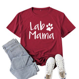Boy Mama T Shirts Lab Mama Letter Print Short-Sleeve T-shirt