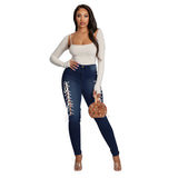 Women Plus Size Jeans Tied Slim Fit Denim Skinny Pants