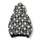 Bape Hoodie Black and White Sweater Men's and Women's Printed