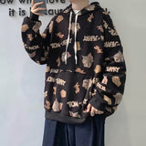 Tom and Jerry Hoodie Trend Cartoon Trendy Brand Autumn Vintage Print Men's Hooded Loose