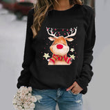 Black Christmas Sweater Christmas Pattern round Neck Sweater for Women