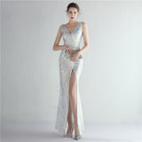 Sequin Evening Dress Split Long Sequined Fishtail Skirt