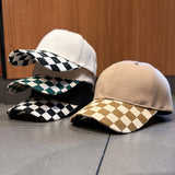 Vintage Check Baseball Cap Chessboard Lattice