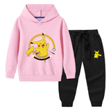 Children Pokemon Pikachu Hoodie & Pant Set Hooded Sweater Trousers Two-Piece Baby Cotton Sweater Set