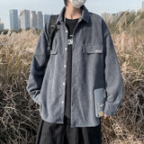Corduroy Patch Jacket Vintage Corduroy Shirt Men's Loose Casual