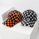 Vintage Check Baseball Cap Black and White Plaid