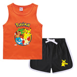 Children Pokemon Pikachu Tshirts & Shorts Vest Middle Pants Casual Sweat Wicking Suit