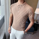 Men Short Sleeve T-Shirt Thin Knitted Polo Shirt