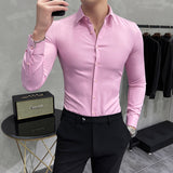 Men Shirts Business Slim-Fit Long-Sleeved Shirt