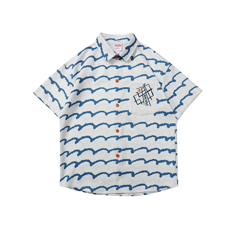 2022 Summer Man Outfits Stripes Shirt/T-shirt