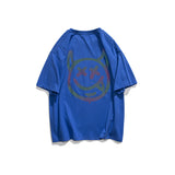 Men's T-shirt Cotton Short-Sleeved T-shirt Men's Summer Loose Casual Half Sleeves Clothes Men's Devil Print T-shirt