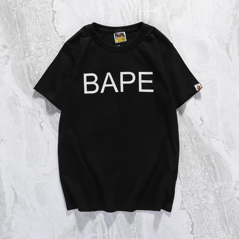 Shark Print T Shirt Casual White Letter Crew Neck Summer Pullover Short Sleeve T-shirt