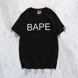 Shark Print T Shirt Casual White Letter Crew Neck Summer Pullover Short Sleeve T-shirt