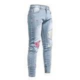J Shaped Jeans Men's New Skinny Ripped Leg Opening Zipper Jeans