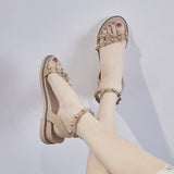 Nude Wide Fit Block Heels Roman Sandals
