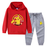 Children Pokemon Pikachu Hoodie & Pant Set Hooded Sweater Trousers Two-Piece Baby Cotton Sweater Set