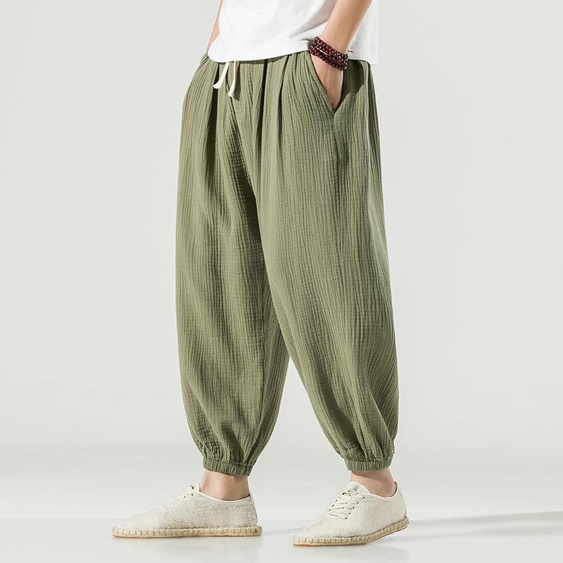 Linen Pants Straight Leg Pants Drawstring Lightweight Elastic Beach Pants Spring Loose Casual Pants Fashion Men's Pants