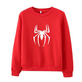 Men Spider Hoodie Crew Neck Sweater Fleece Spider-Man Print