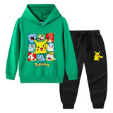 Children Pokemon Pikachu Hoodie & Pant Set Sweater Suit Cotton Trendy
