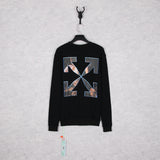 Off White Long Sleeve Round Neck Sweater Autumn And Winter Pattern Crew Neck Pullover Sweatshirt Men And Women