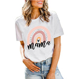 Boy Mama T Shirts Mama Rainbow Love Printed Short Sleeve T-shirt