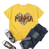 Boy Mama T Shirt Leopard Print Love Mama Printed Short Sleeve round Neck T-shirt