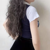 Preppy Aesthetic Outfits Retro Pullover V-neck Rhombus Knitted Vest Women