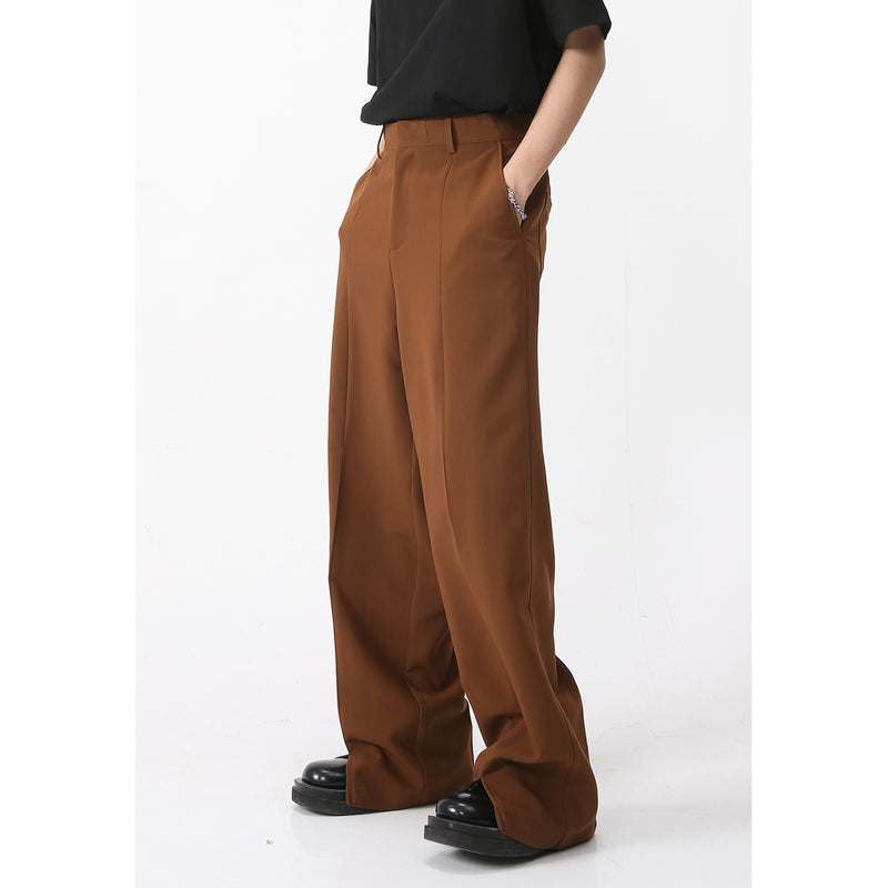Men Suit Pants Trendy Solid Color Straight Split Design