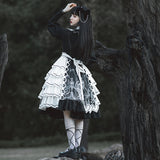 Gothic Lolita Harajuku Style Clothing Lolita Small Skirt Op Spliced Black Dress for Women