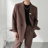Seersucker Suit Loose-Fitting Casual Suit Suit