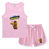 Children Pokemon Pikachu Tshirts & Shorts Casual Sports Sweat-Absorbent Suit Neutral