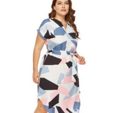 Women Plus Size Midi Dresses Loose Print Dress