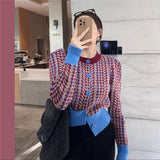 Preppy Aestitic Outfits Winter round Neck Cardigan Sweater